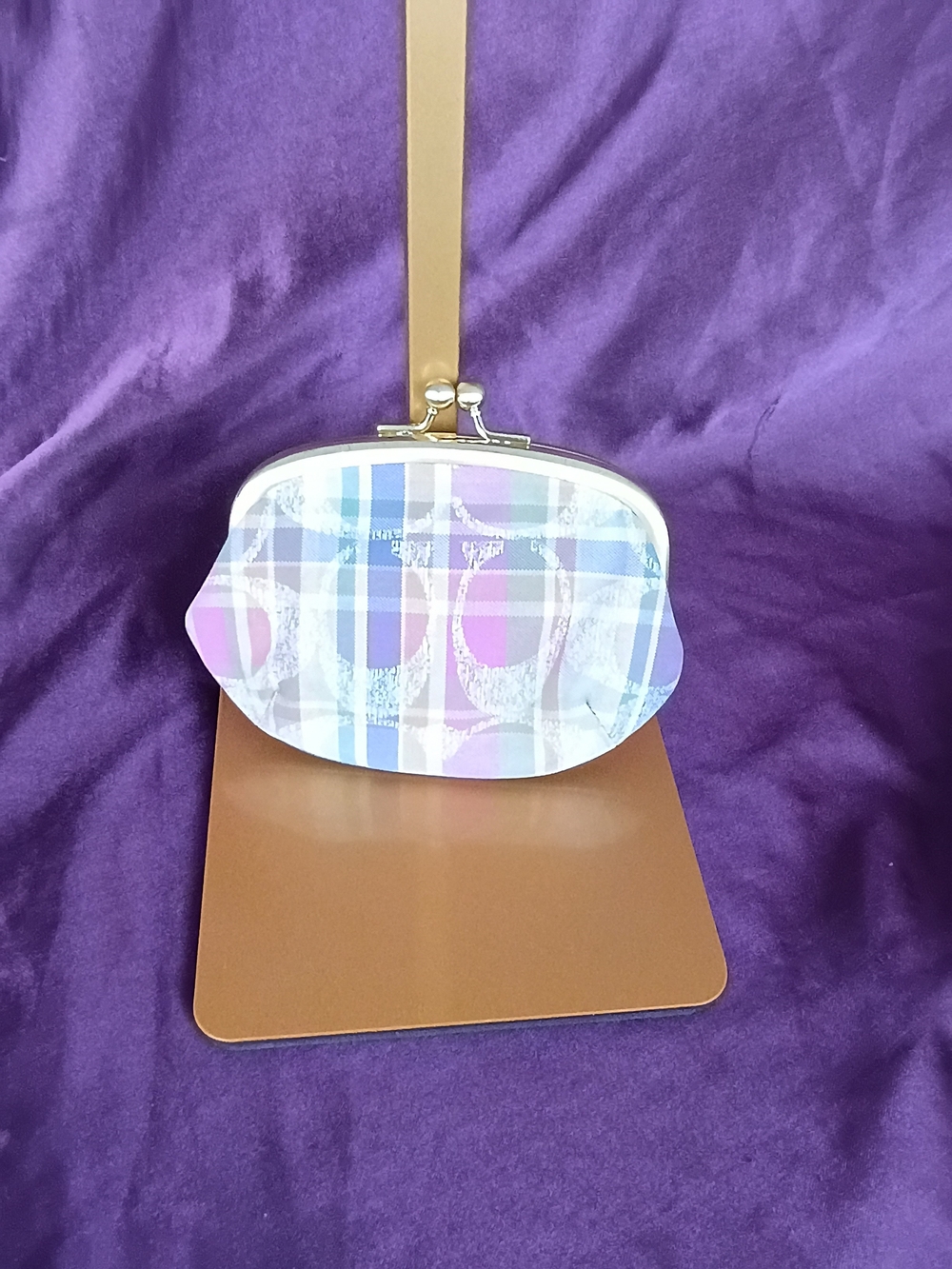 Coach Madras Kisslock Coin Pouch 🩷💜🩵 - Picture 12 of 13